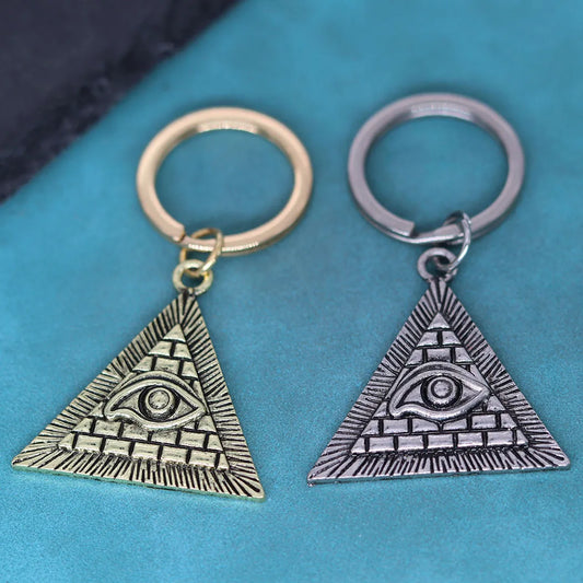 Nedar Egyptian Pyramid All-Seeing Evil Eye Illuminati Key Chain Pendant Viking Keychain Men Egypt Vintage Slavic Jewelry Keyring