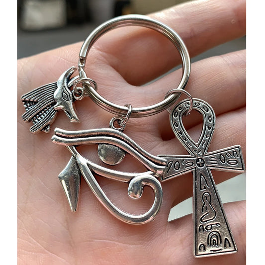 Stainless Steel Egypt Keyring, Travel Key Chains, Egyptian Egypt Keychain, Ancient Egyptian Symbols, Ankh Anubis Eye Of Horus
