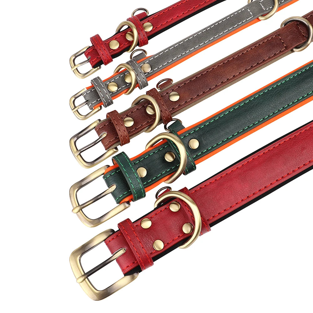 ID Tag Name Dog Collar Custom Engraved PU Leather