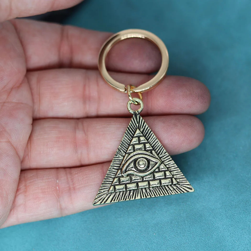 Nedar Egyptian Pyramid All-Seeing Evil Eye Illuminati Key Chain Pendant Viking Keychain Men Egypt Vintage Slavic Jewelry Keyring