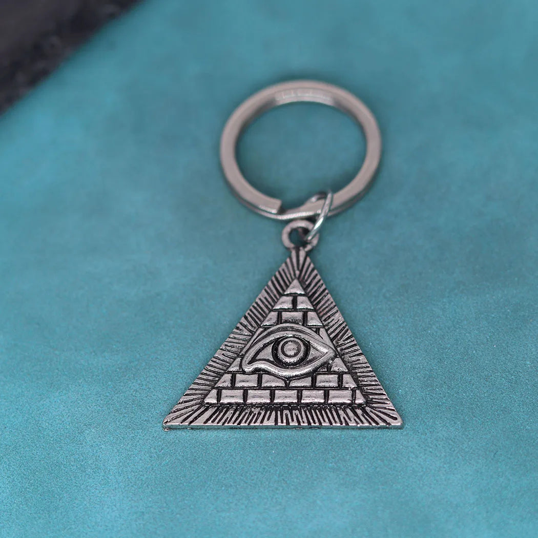 Nedar Egyptian Pyramid All-Seeing Evil Eye Illuminati Key Chain Pendant Viking Keychain Men Egypt Vintage Slavic Jewelry Keyring