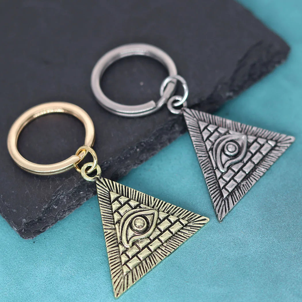 Nedar Egyptian Pyramid All-Seeing Evil Eye Illuminati Key Chain Pendant Viking Keychain Men Egypt Vintage Slavic Jewelry Keyring