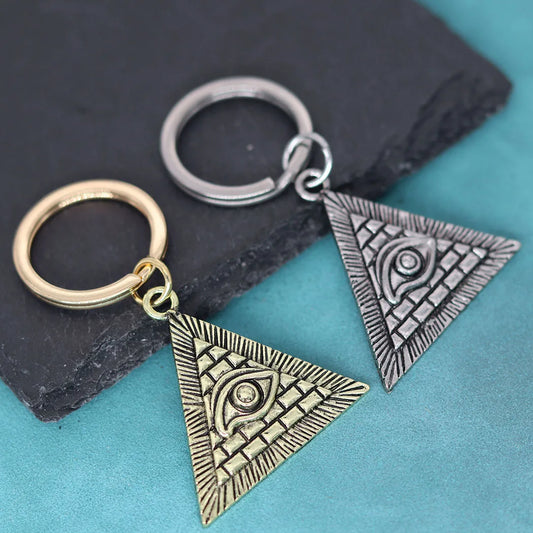 Nedar Egyptian Pyramid All-Seeing Evil Eye Illuminati Key Chain Pendant Viking Keychain Men Egypt Vintage Slavic Jewelry Keyring