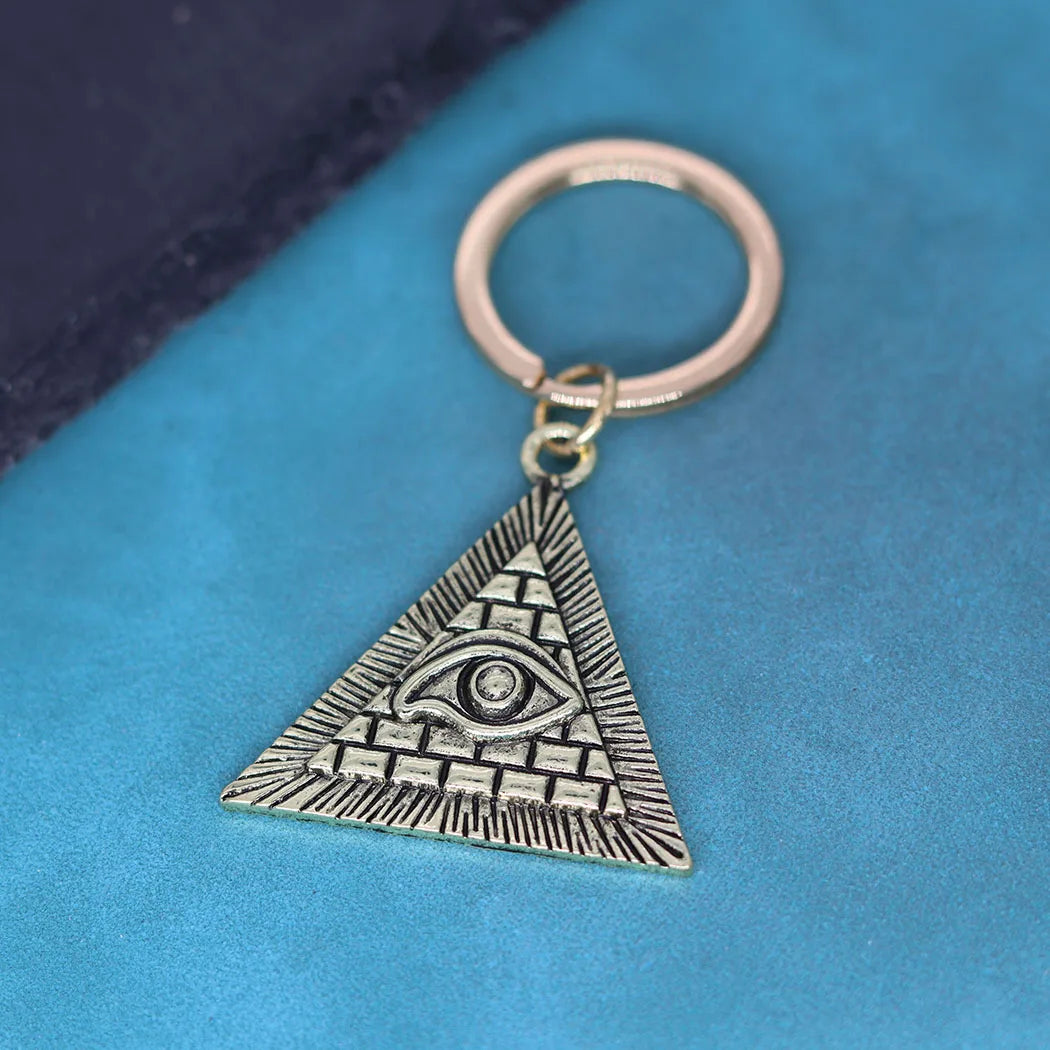 Nedar Egyptian Pyramid All-Seeing Evil Eye Illuminati Key Chain Pendant Viking Keychain Men Egypt Vintage Slavic Jewelry Keyring
